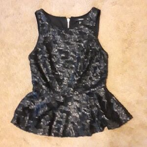 Forever 21 Small Sequin Top Sexy Bling Glam Goth Dressy Tank Peplum ZipBack Club